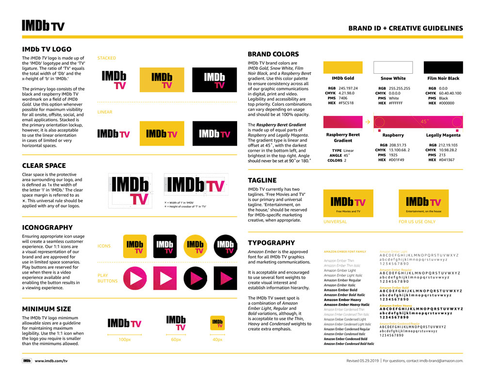 IMDbTV Brand Guidelines One Sheet