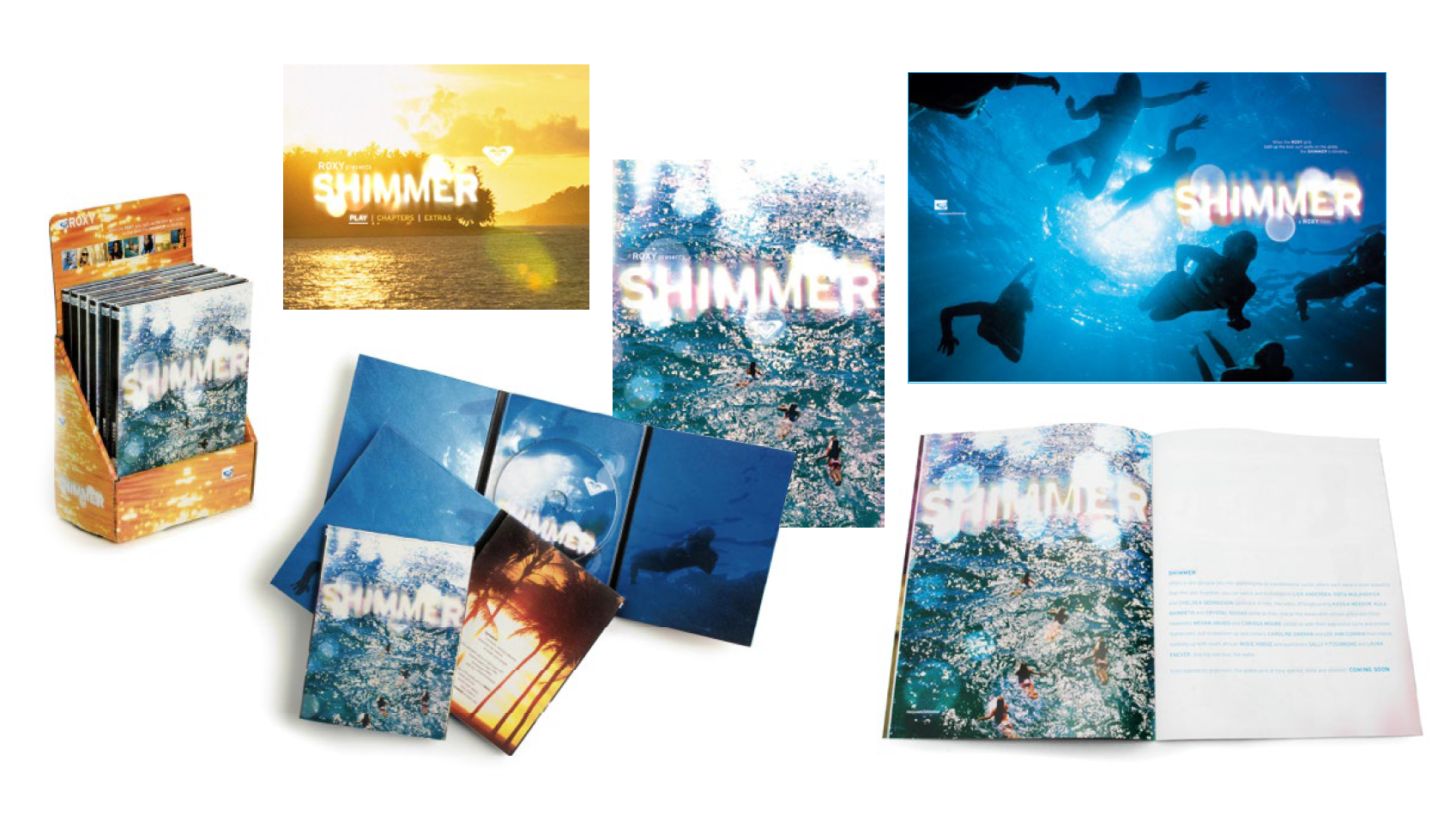 Shimmer Key Art, Packaging, Interactive Menu, Point-of-Purchase Display, and Editorial Collateral