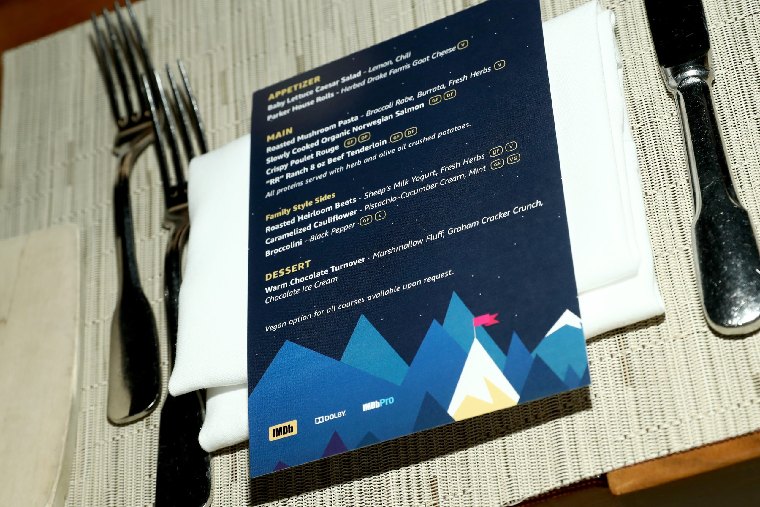 Sundance 2019 Dinner Menu