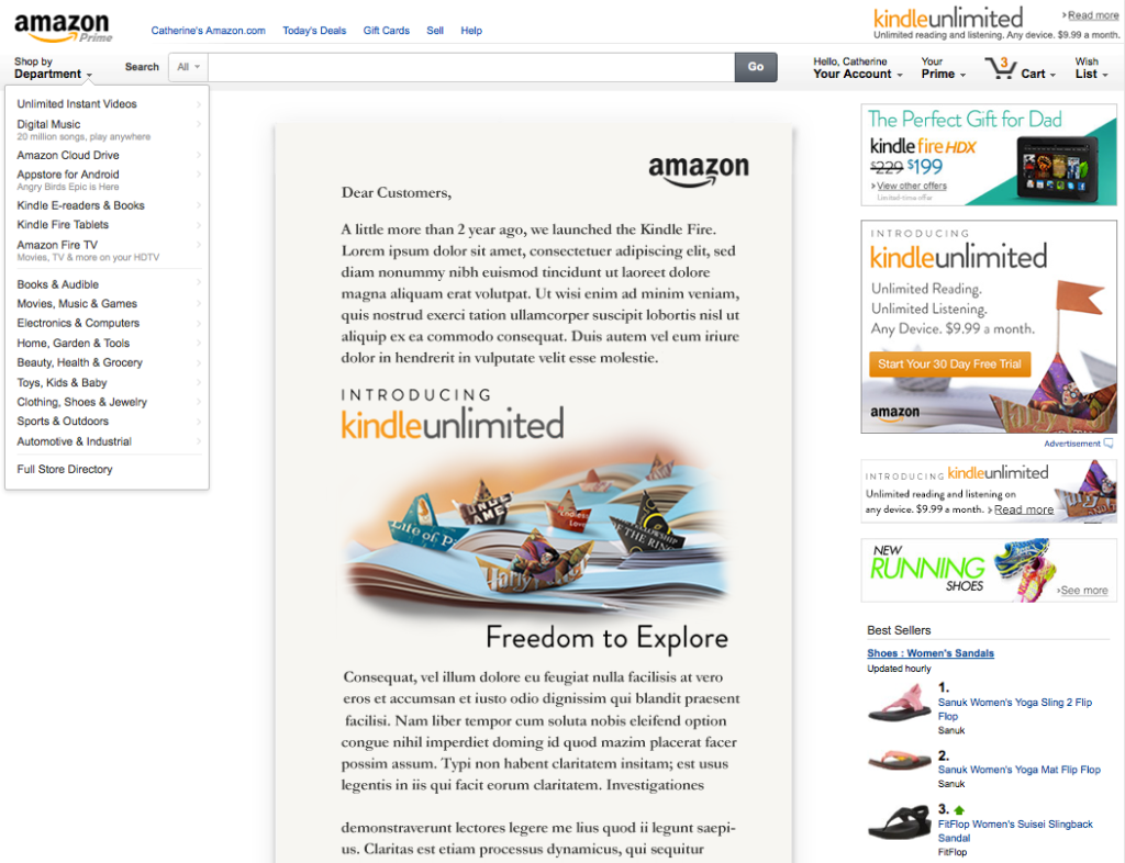 Kindle Unlimited Jeff Bezos Launch Letter