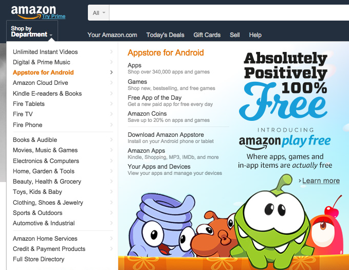 Amazon Underground - Play Free Amazon Flyout Early Ideation