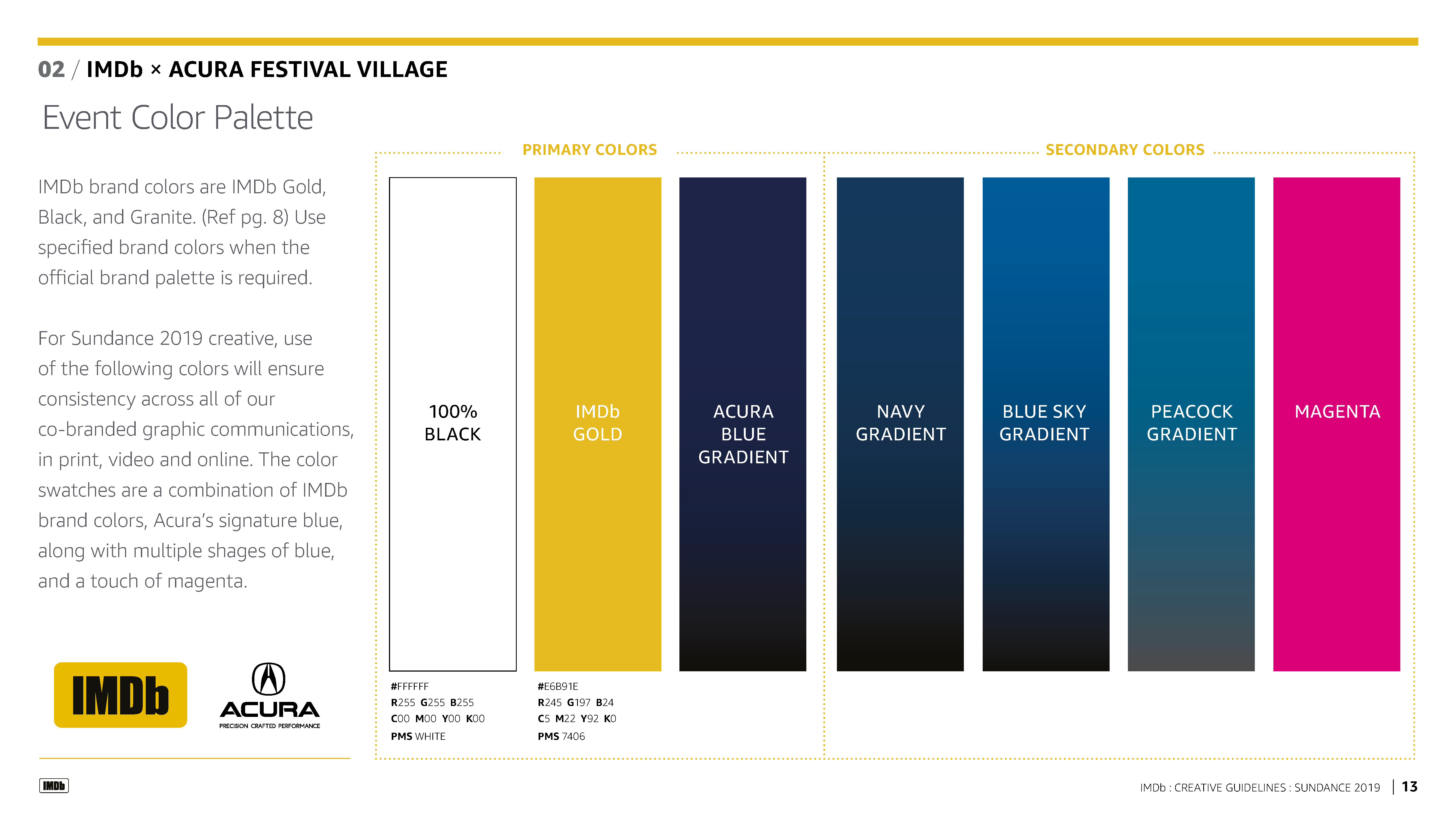 Sundance 2019 Event Color Palette