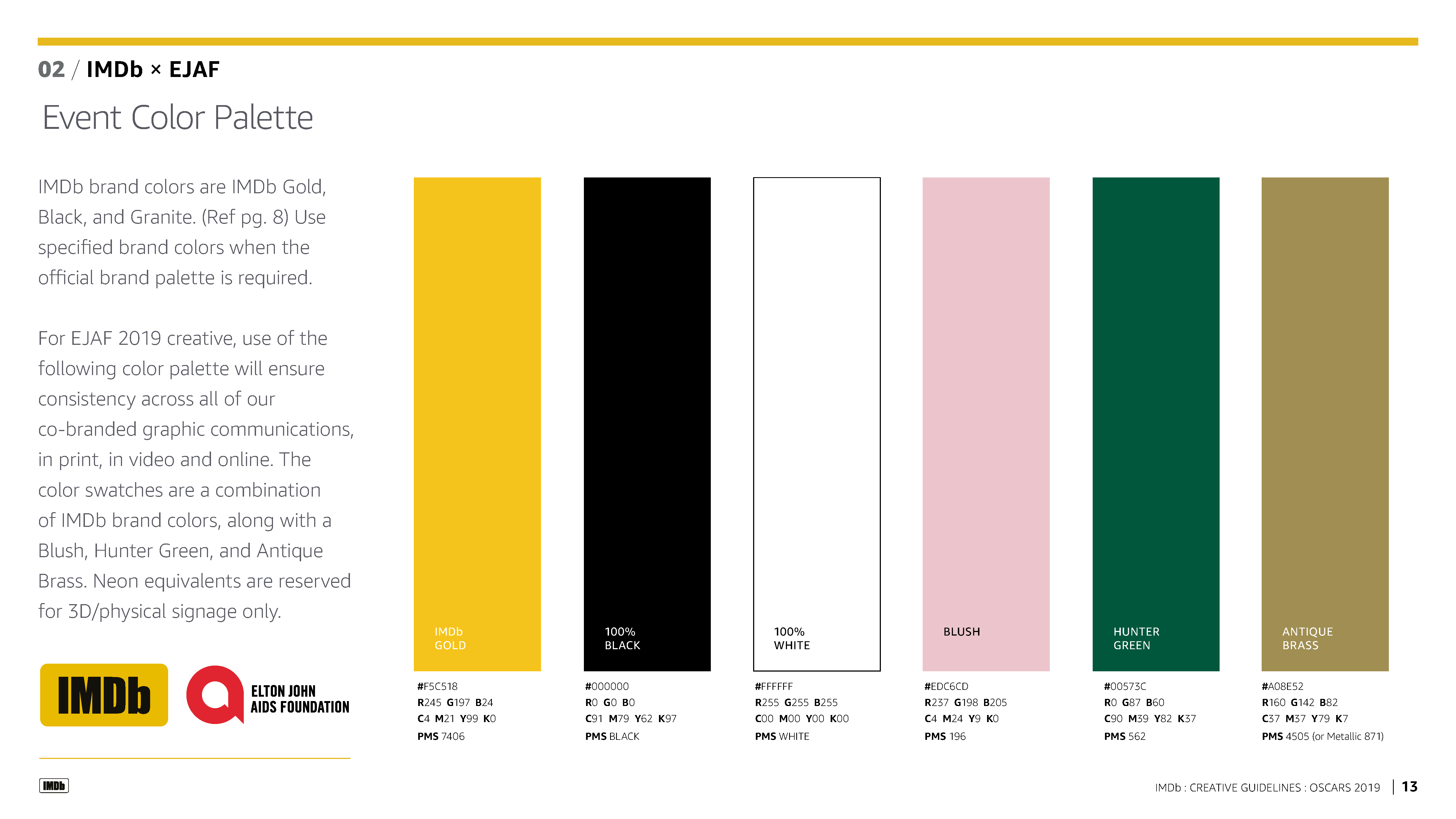 Oscars 2019 EJAF Color Palette