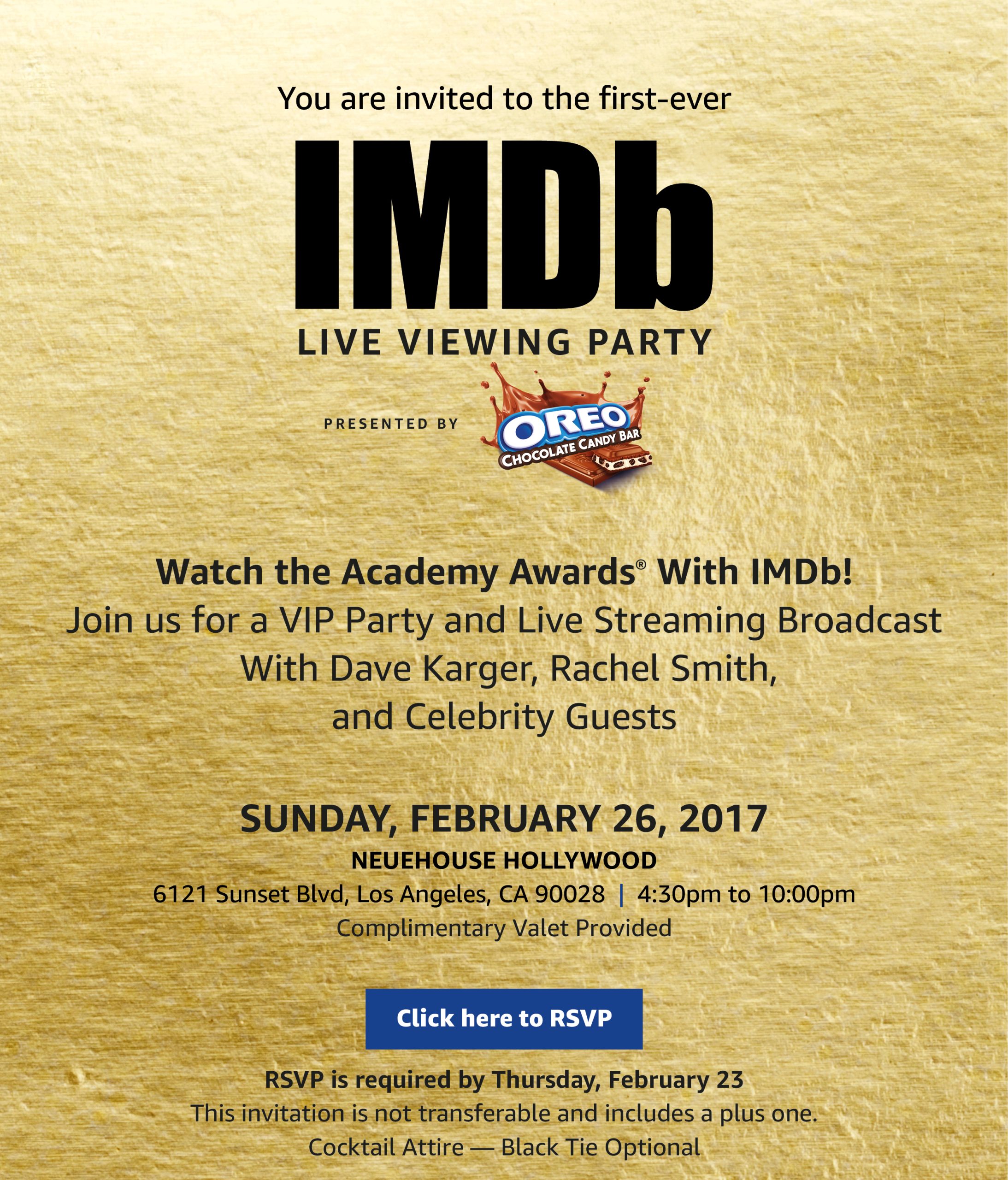 IMDb LIVE Viewing Party Splash Digital Evite